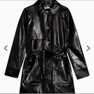 black belted faux croc embossed shacket